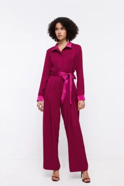 Coast Premium Button Front Tie Waist Jumpsuit