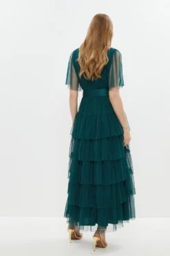 Coast Tulle Wrap Tiered Hem Maxi Dress -Coast Shop bcc03688 forest xl 2