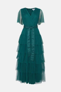 Coast Tulle Wrap Tiered Hem Maxi Dress -Coast Shop bcc03688 forest xl 3