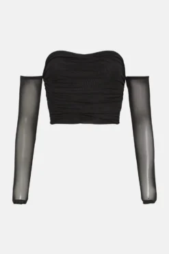 Coast Mesh Sleeve Knitted Bardot Top -Coast Shop bcc03694 black xl 3