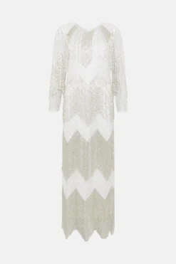 Coast Premium Fringe Embellished Maxi Dress -Coast Shop bcc03788 ivory xl 3