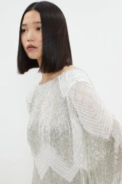 Coast Premium Fringe Embellished Maxi Dress -Coast Shop bcc03788 ivory xl 4