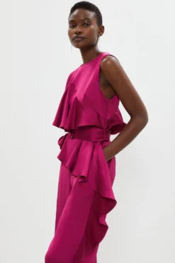 Coast Frill Detail Belted Satin Jumpsuit