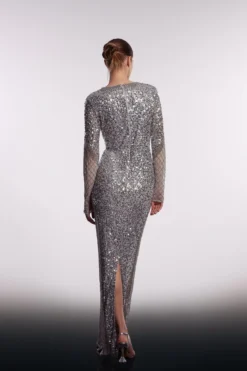 Coast Embellished Mesh Overlay V Neck Dress 7 Coast Embellished Mesh Overlay V Neck Dress -Coast Shop bcc03838 silver xl 2 scaled