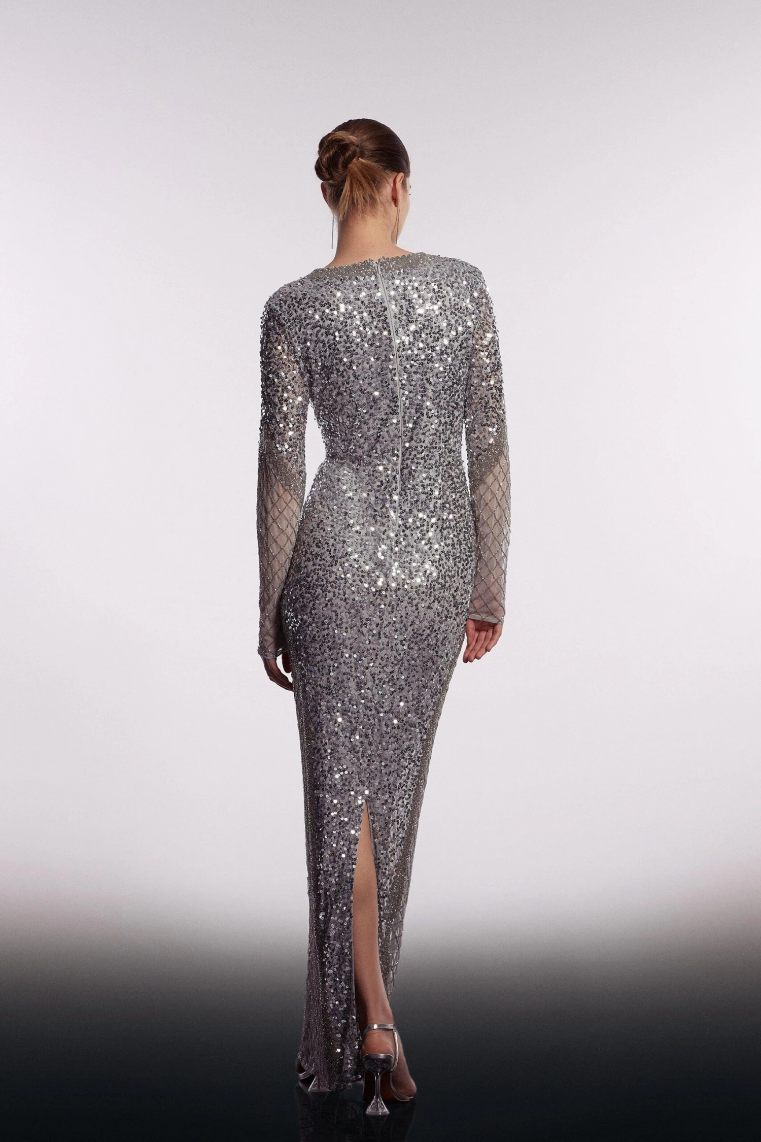 Coast Embellished Mesh Overlay V Neck Dress 3 Coast Embellished Mesh Overlay V Neck Dress - Image 3