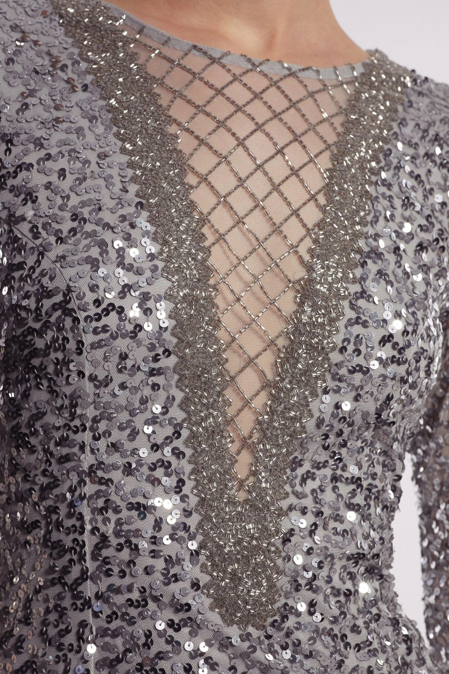 Coast Embellished Mesh Overlay V Neck Dress 5 Coast Embellished Mesh Overlay V Neck Dress - Image 5