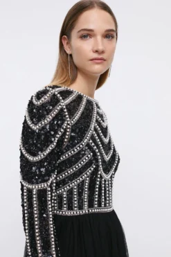 Coast Pearl Embellished Bodice Tulle Skirt Dress 6 Coast Pearl Embellished Bodice Tulle Skirt Dress -Coast Shop bcc03855 black xl 1