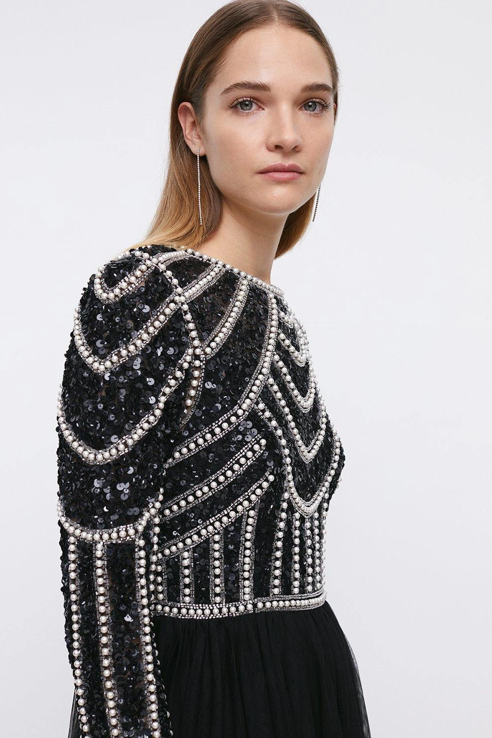 Coast Pearl Embellished Bodice Tulle Skirt Dress 2 Coast Pearl Embellished Bodice Tulle Skirt Dress - Image 2