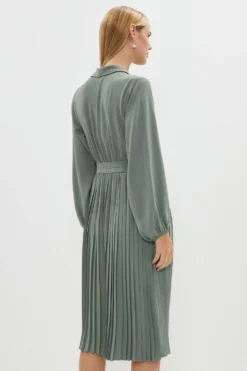 Coast Hammered Skinny Sleeve Wrap Top Pleat Skirt D -Coast Shop bcc03862 khaki xl 2