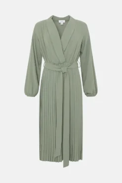 Coast Hammered Skinny Sleeve Wrap Top Pleat Skirt D -Coast Shop bcc03862 khaki xl 3