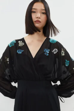 Coast Jumpsuit With Blouson Sleeve & Embellishment -Coast Shop bcc03911 black xl 1