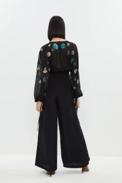 Coast Jumpsuit With Blouson Sleeve & Embellishment -Coast Shop bcc03911 black xl 2