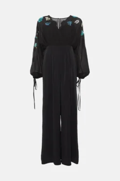 Coast Jumpsuit With Blouson Sleeve & Embellishment -Coast Shop bcc03911 black xl 3