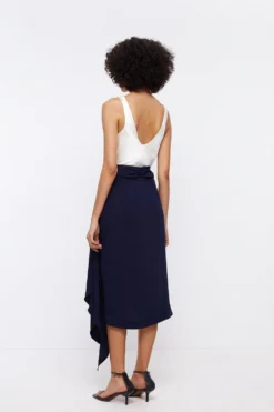 Coast Wrap Drape Midi Skirt -Coast Shop bcc03932 navy xl 2