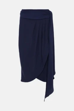 Coast Wrap Drape Midi Skirt -Coast Shop bcc03932 navy xl 3
