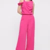 Coast Knot Shoulder Drape Wide Leg Jumpsuit