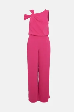 Coast Knot Shoulder Drape Wide Leg Jumpsuit -Coast Shop bcc03934 hot20pink xl 3