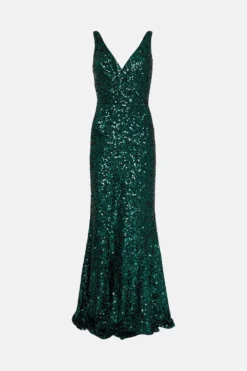 Coast Sequin Fishtail Maxi Dress -Coast Shop bcc04024 emerald xl 3