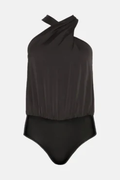 Coast Cross Front Satin Bodysuit -Coast Shop bcc04038 black xl 3