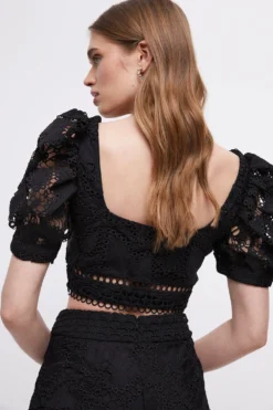 Coast Lace Puff Sleeve Top -Coast Shop bcc04055 black xl 2