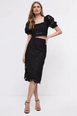 Coast Lace Puff Sleeve Top -Coast Shop bcc04055 black xl 4