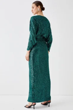 Coast Sequin Cross Front Maxi Dress -Coast Shop bcc04065 green xl 2