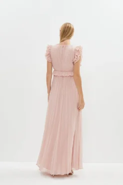 Coast Frill Shoulder Pleated Skirt Maxi Dress -Coast Shop bcc04096 rose xl 2
