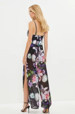 Coast Printed Clipped Side Split Beach Cover Trousers -Coast Shop bcc04100 black xl 2