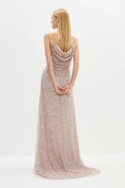 Coast Cowl Neck Strappy Sequin Maxi Dress -Coast Shop bcc04124 mink xl 2