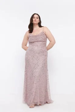 Coast Plus Size Cowl Neck Strappy Sequin Maxi Dress