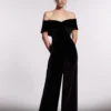 Coast Velvet Bardot Detail Wide Leg Jumpsuit
