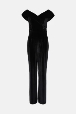 Coast Velvet Bardot Detail Wide Leg Jumpsuit -Coast Shop bcc04167 black xl 3