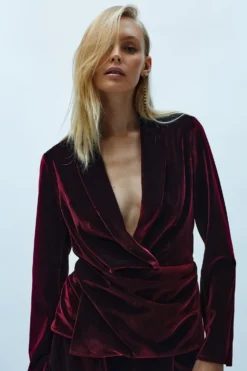 Coast Velvet Drape Front Tuxedo Top