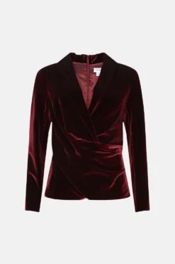 Coast Velvet Drape Front Tuxedo Top -Coast Shop bcc04194 berry xl 3