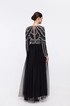 Coast Petite Pearl Embellished Bodice Tulle Skirt Dress -Coast Shop bcc04205 black xl 2