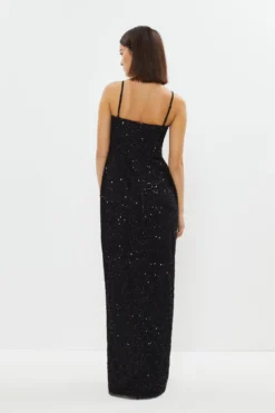Coast Petite Cowl Neck Corset Bodice Sequin Maxi Dress -Coast Shop bcc04207 black xl 2
