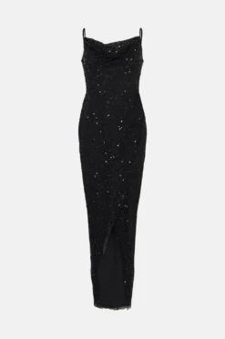 Coast Petite Cowl Neck Corset Bodice Sequin Maxi Dress -Coast Shop bcc04207 black xl 3