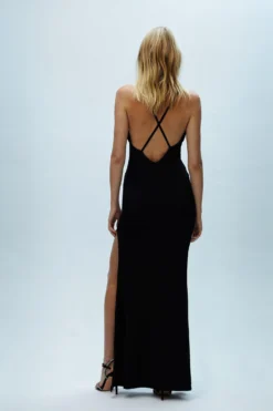 Coast Plunge Neck Split Front Maxi Prom Dress -Coast Shop bcc04224 black xl 2 scaled