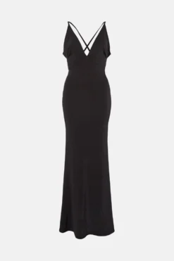 Coast Plunge Neck Split Front Maxi Prom Dress -Coast Shop bcc04224 black xl 3