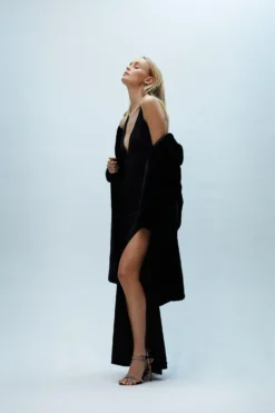 Coast Plunge Neck Split Front Maxi Prom Dress -Coast Shop bcc04224 black xl 4 scaled