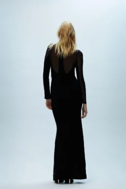 Coast Mesh Insert Split Front Maxi Dress -Coast Shop bcc04225 black xl 2 scaled