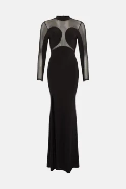 Coast Mesh Insert Split Front Maxi Dress -Coast Shop bcc04225 black xl 3