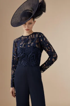 Coast Lisa Tan Premium Lace Overlay Jumpsuit -Coast Shop bcc04258 navy xl 2