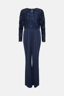 Coast Lisa Tan Premium Lace Overlay Jumpsuit -Coast Shop bcc04258 navy xl 3