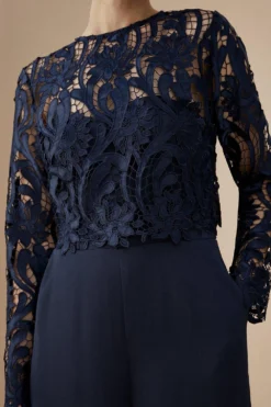 Coast Lisa Tan Premium Lace Overlay Jumpsuit -Coast Shop bcc04258 navy xl 4