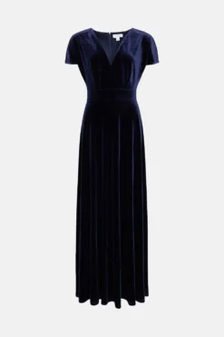 Coast V Neck Velvet Maxi Dress -Coast Shop bcc04309 navy xl 3