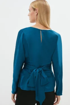 Coast Satin Wrap Around Batwing Top -Coast Shop bcc04313 teal xl 2