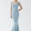 Coast Sculpting Crepe Bardot Fishtail Bridesmaids Maxi Dress