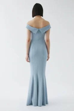 Coast Sculpting Crepe Bardot Fishtail Bridesmaids Maxi Dress -Coast Shop bcc04340 pale20blue xl 2