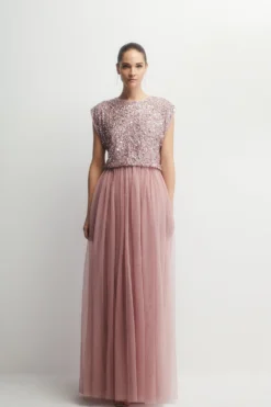 Coast Mixed Sequin Two In Bridesmaids Maxi Dress